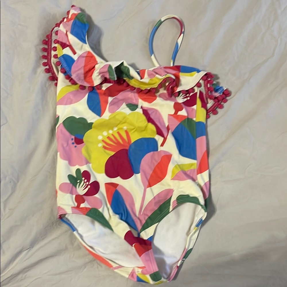 Boden Colorful Floral One-Shoulder Swimsuit